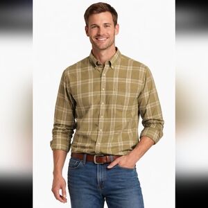 C.C Filson Co. 100% Cotton Button Down Tan Plaid Shirt Men's Size XL